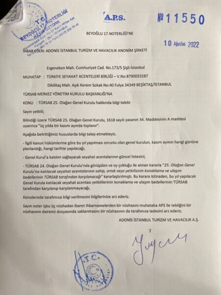 türsab noter dilekçe