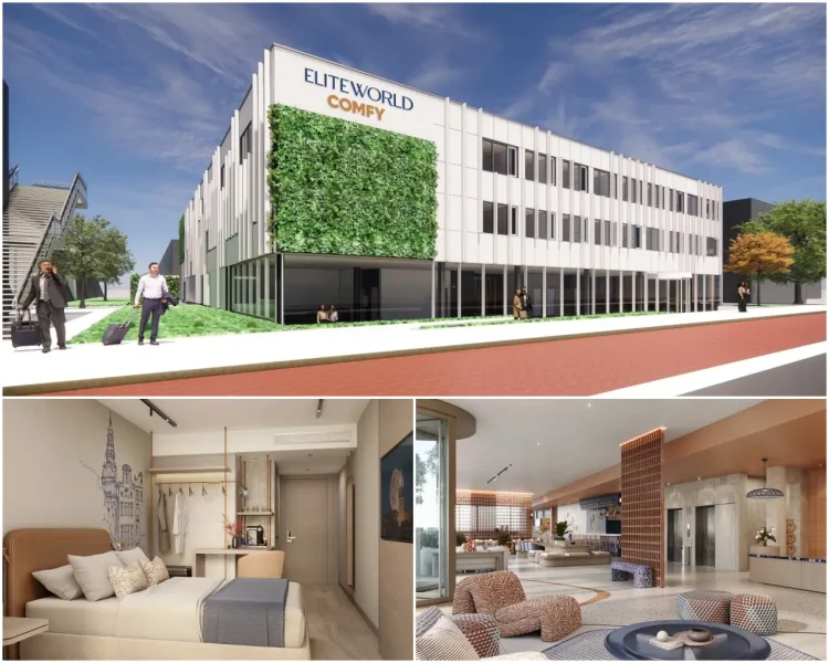 Elite World Comfy Amsterdam Airport Schiphol otelinin dış cephesi, konforlu odası ve modern lobi tasarımı.