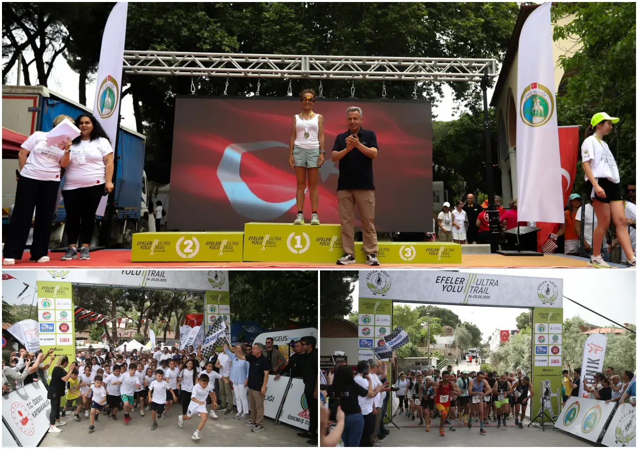 Efeler Yolu Ultra Trail 2025 ödül töreni, çocuk koşusu ve yarış başlangıç anları