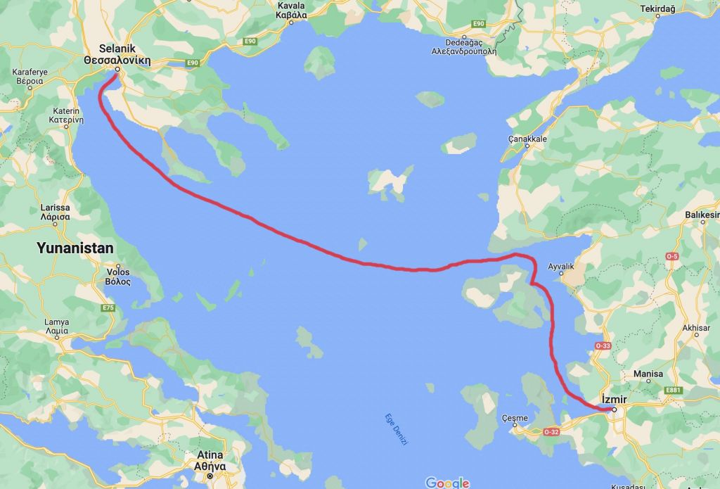 selanik midilli izmir feribot
