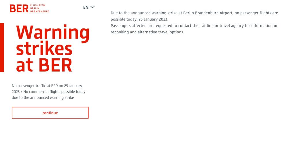 Berlin-Brandenburg Havalimanı grev