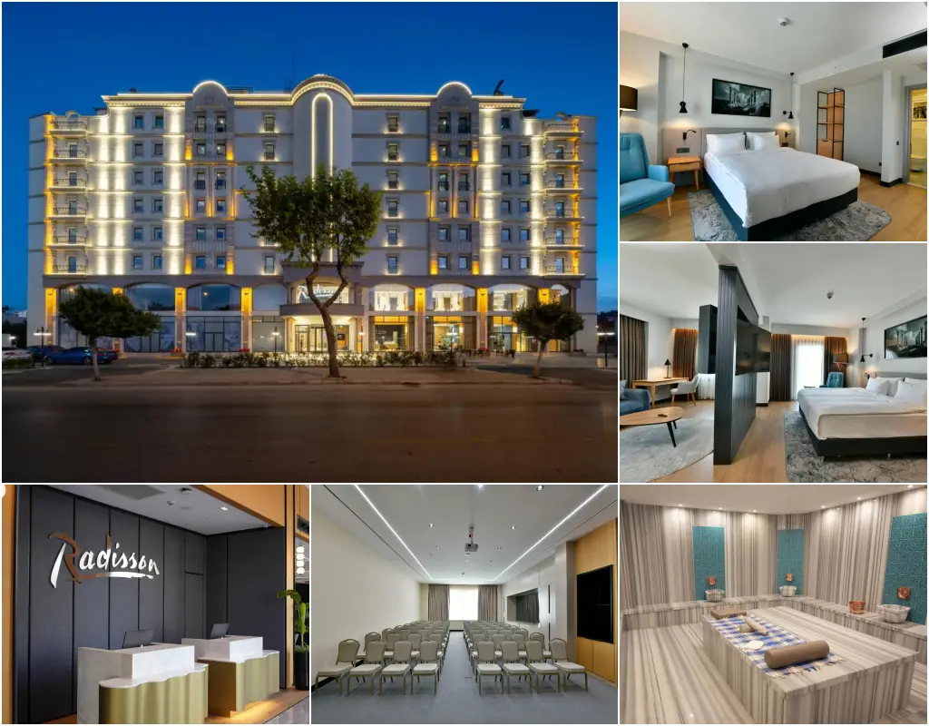 Radisson Hotel Mersin’in dış görünüşü, odaları, toplantı salonu ve spa alanı