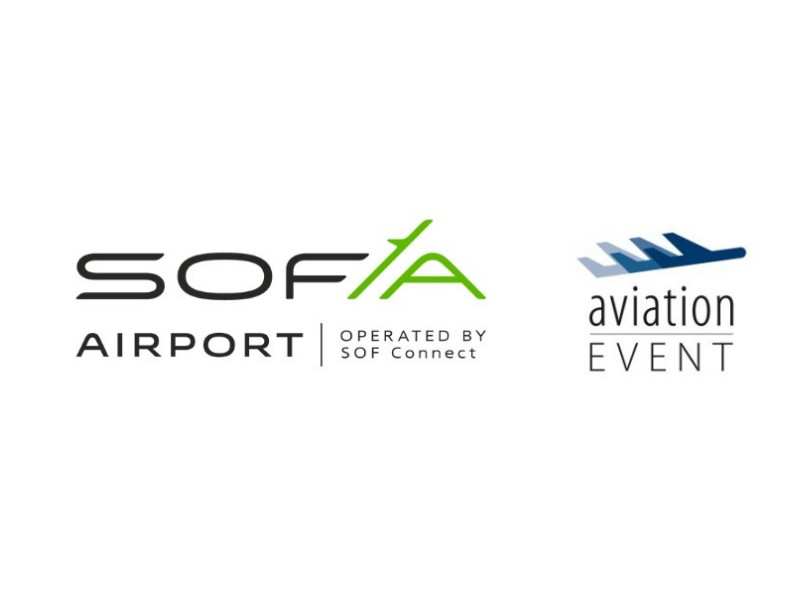 Logos of Sofia Airport operated by SOF Connect and Aviation-Event, highlighting their collaboration for Aviation-Event 2024.