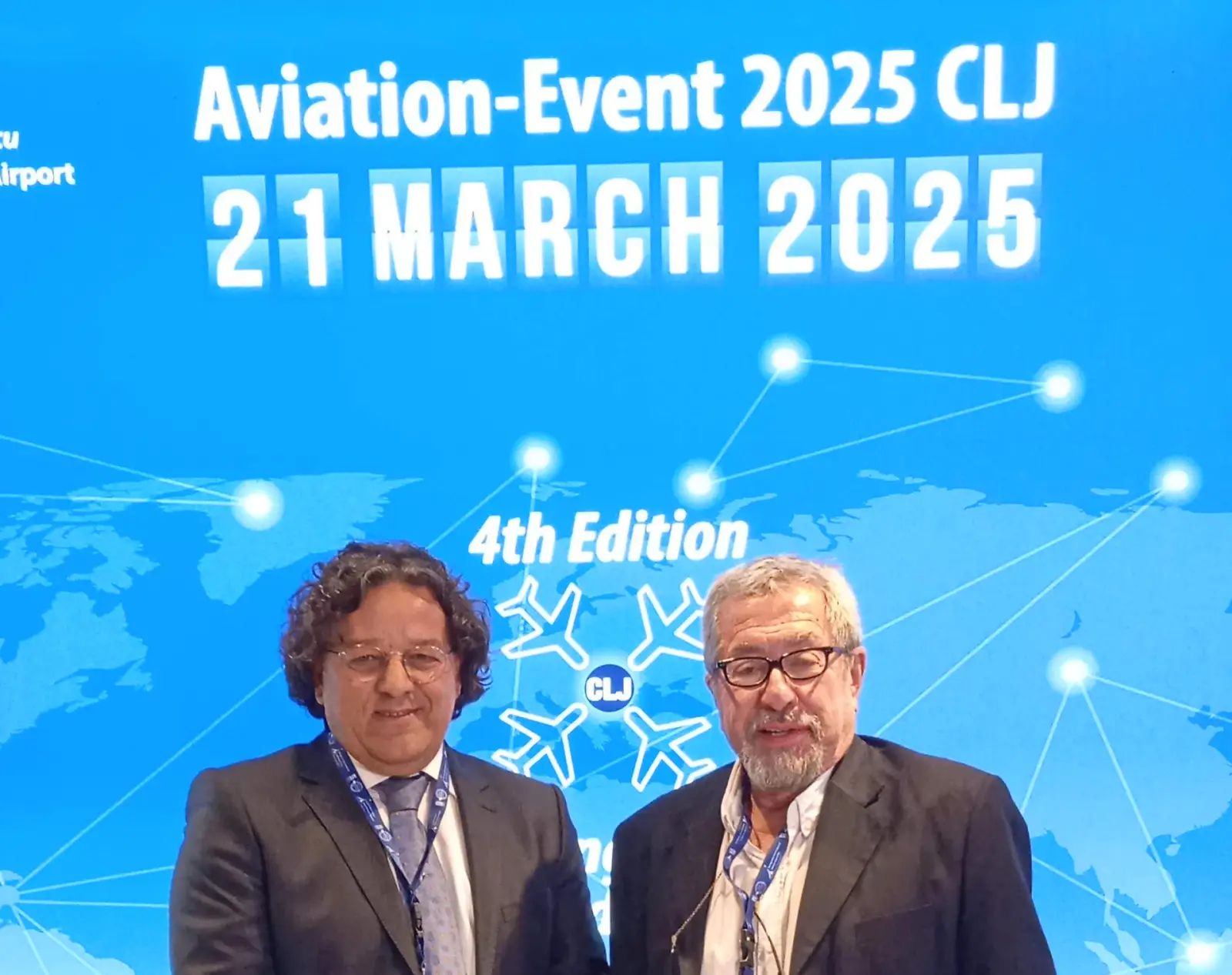 Aşkın Demir ve Suat Töre, Aviation-Event 2025 CLJ’de birlikte poz verirken.