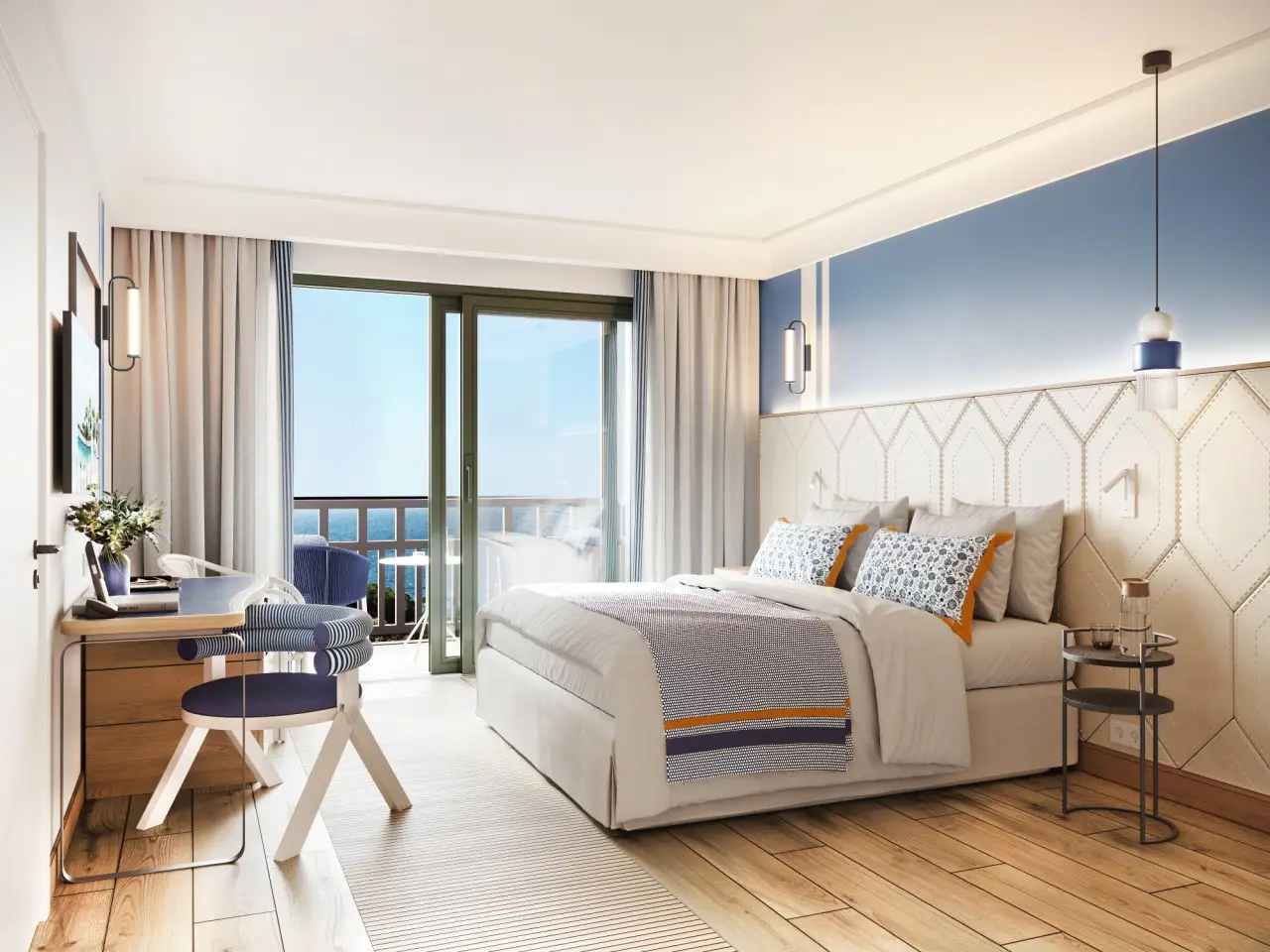 Club Med Palmiye Hotel bölümünde deniz manzaralı, marina chic konseptli modern oda