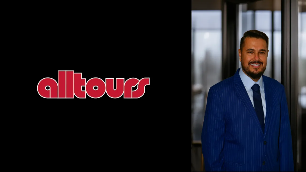 alltours logosu ve yeni Türkiye operasyon direktörü Can Tolga Eroğlu’nun portresi.