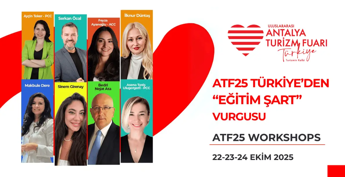 ATF25 Türkiye Workshops konuşmacıları ve Eğitim Şart vurgusu afişi