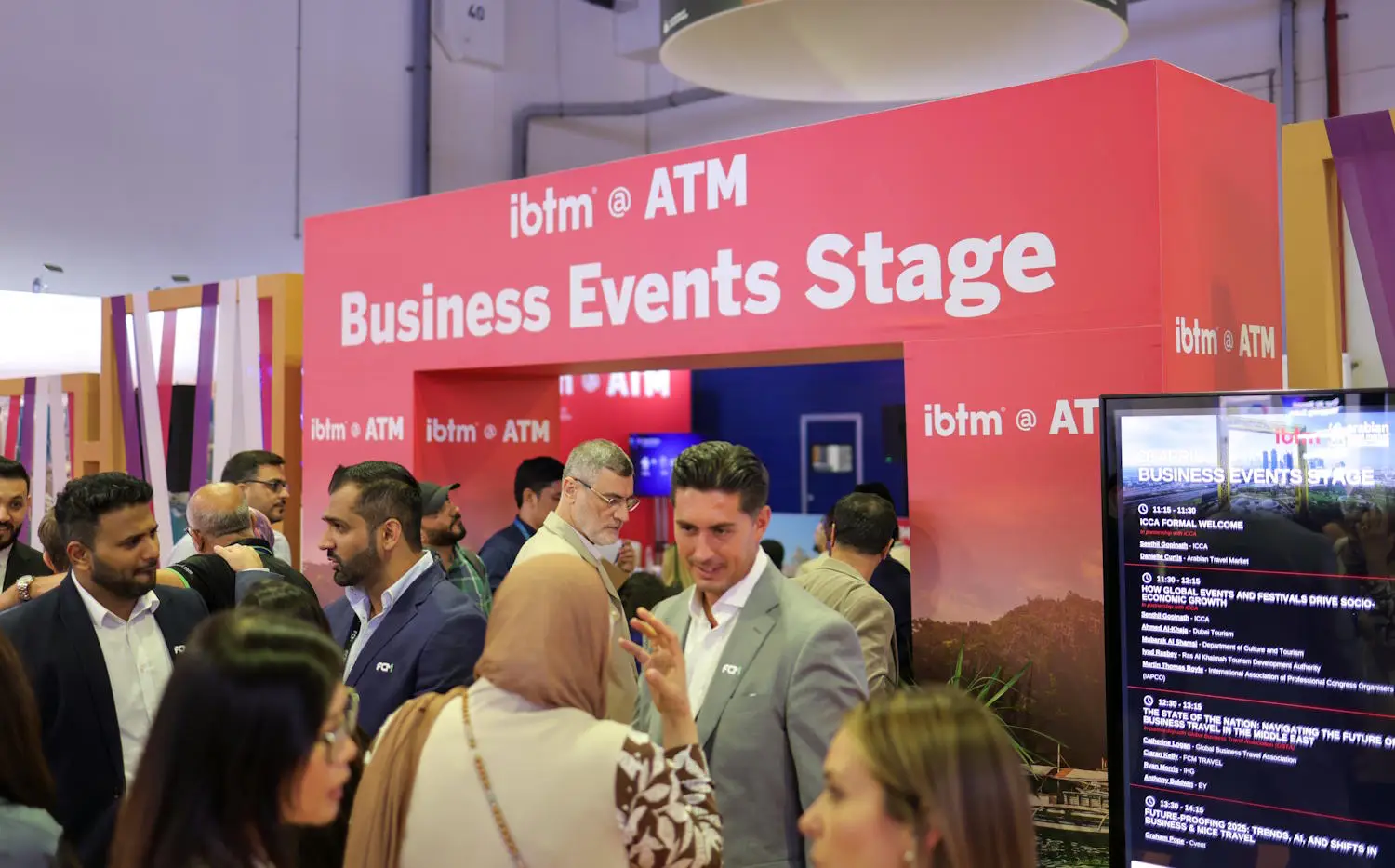 Attendees networking at the IBTM @ ATM Business Events Stage in Dubai