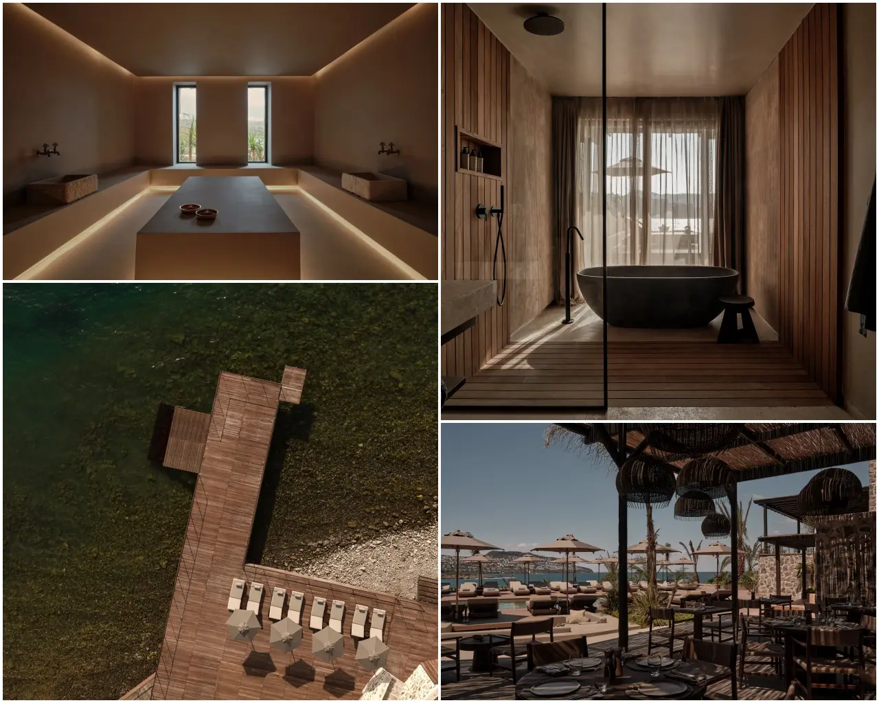 OKU Bodrum spa, iskele, banyo ve restoran alanlarından kolaj